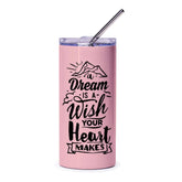 Dream Wish Heart Tumbler, Inspirational Tumbler, Motivational Gift, Positive Vibes, Encouragement Gift, Gift for Her, Tumbler with Straw - Tawshia